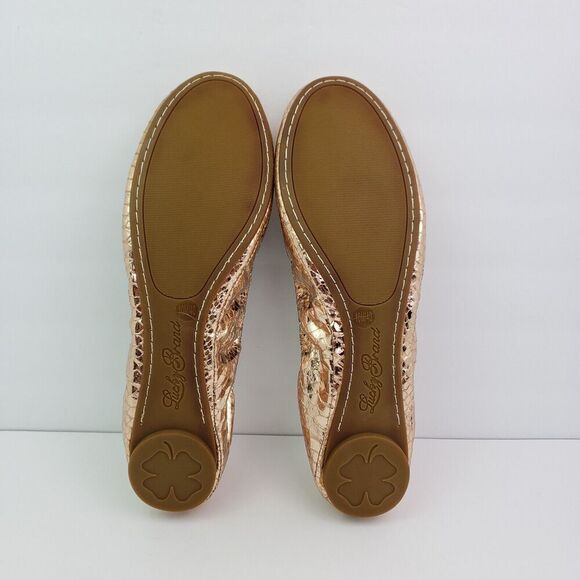 Lucky Brand Womens Sz 10 Rose Gold Snake Pattern Slip On Ballet Flats Shoes - Picture 7 of 13